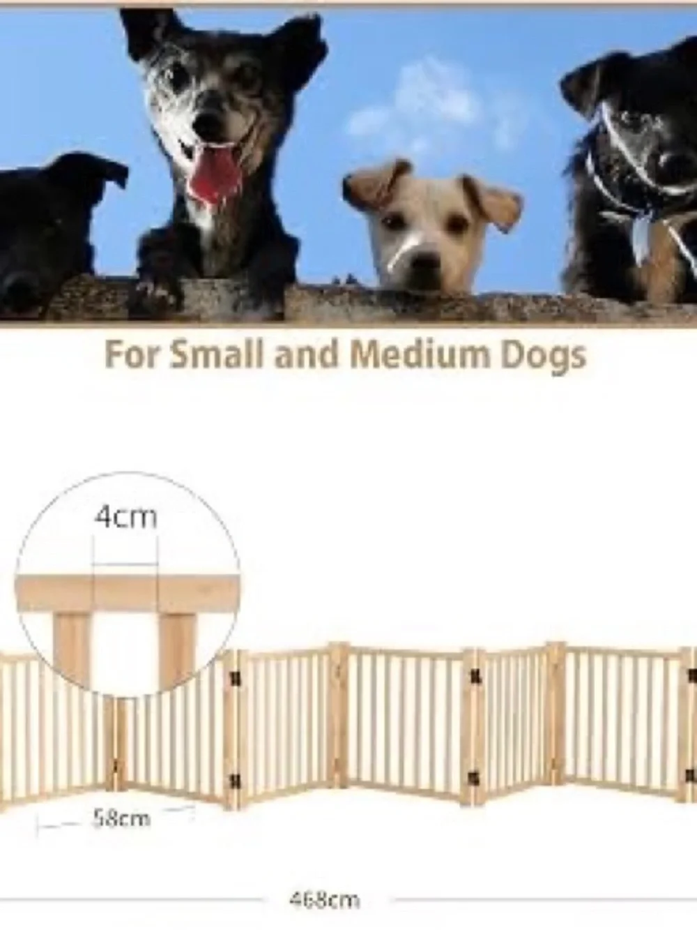 Adjustable Wooden Pet Playpen Gate - Natural Wood